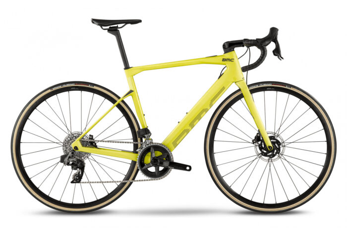 Vélo de Route Électrique BMC Roadmachine AMP Two Sram Rival eTap AXS 12V 350 Wh 700 mm Jaune Lime 2023