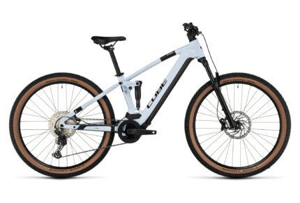 VTT Électrique Tout-Suspendu Cube Stereo Hybrid 120 Pro 625 Shimano Deore 12V 625 Wh 29'' Blanc Flash 2023