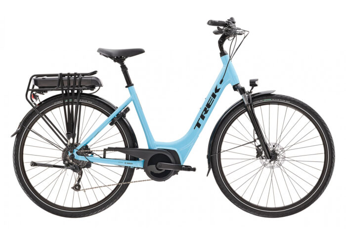 Vélo de Ville Électrique Trek Verve+ 2 Lowstep Bosch 400Wh Shimano Altus 9V Azure 2023