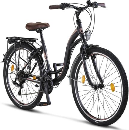 Licorne Bike Stella Premium City Bike 24,26 et 28 pouces – Vélo pour filles, garçons, hommes et femmes – Dérailleur Shimano 21 vitesses – Vélo hollandais